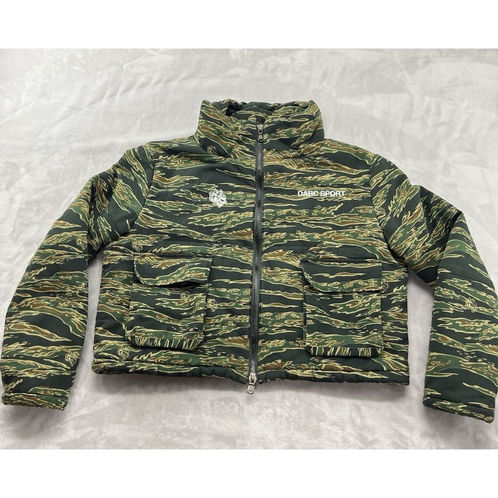 Darc Sport Wolves Cropped Jacket Women Small Camo Lined Mock Neck 310 of 500